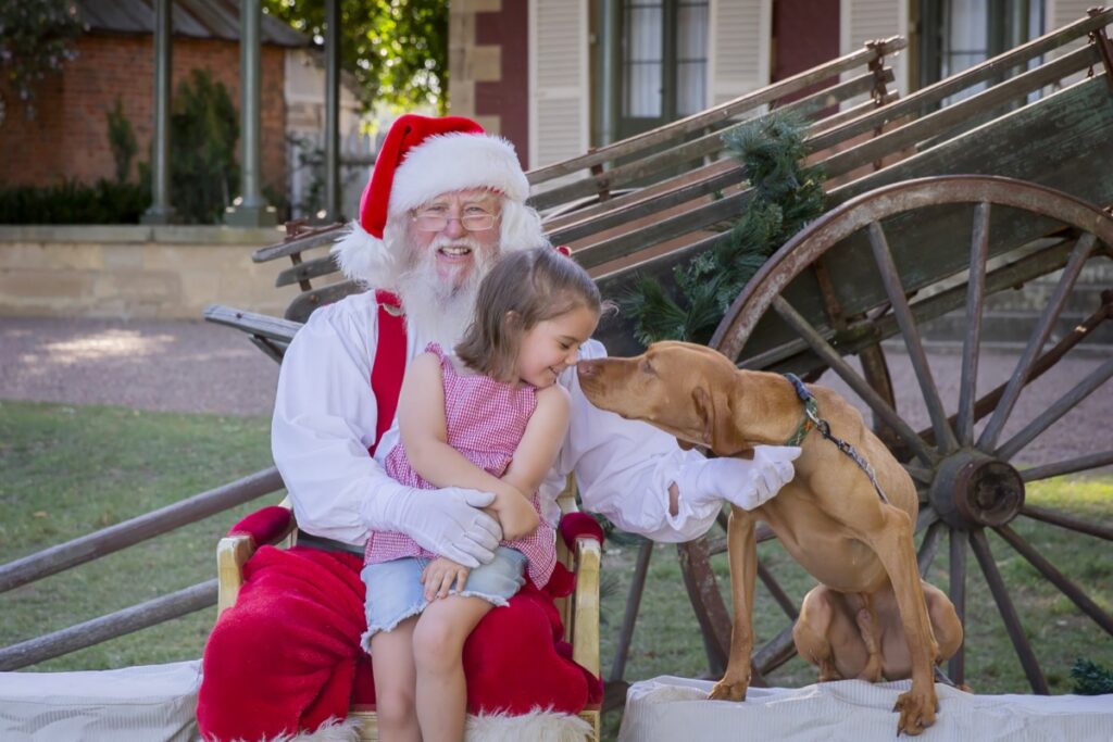 Christmas photo taken with Santa at Tocal Homestead in the Hunter Valley