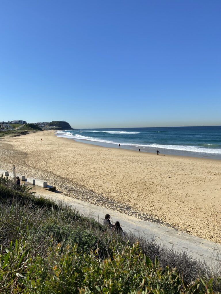 The promenade and grassy reserve above Merewether Beach