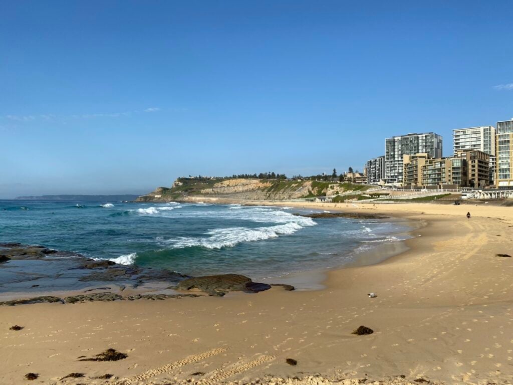 Newcastle Beach, Newcastle's city beach backed by high-rise apartments